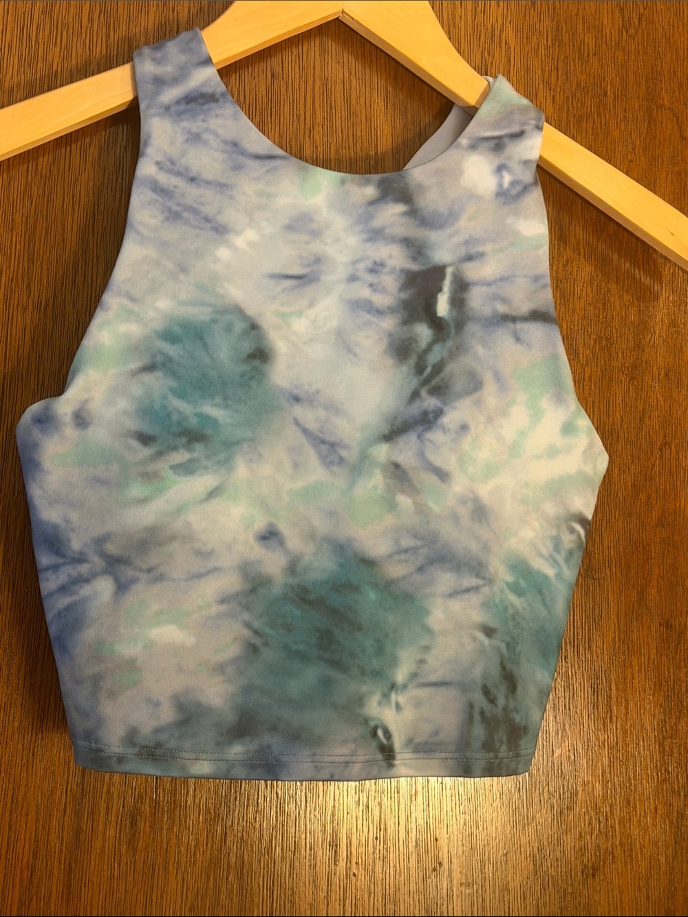 Athleta Conscious Crop High Neck Top in Tie-Dye Print Crop Top - Blue & Teal